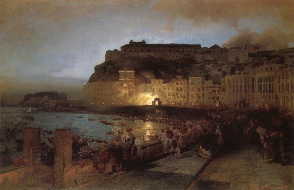 Oswald achenbach Fireworks in Naples China oil painting art